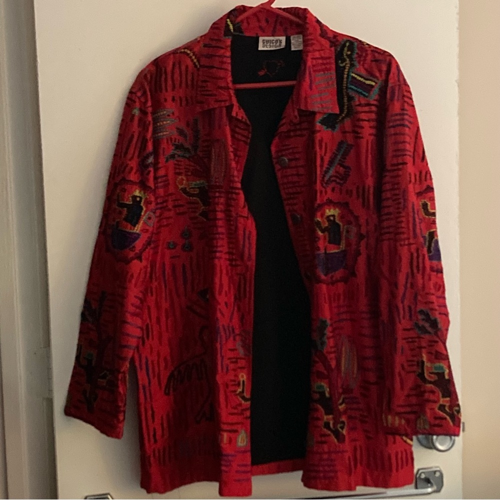 Vintage Chicos, design, silk, and embroidered blazer - Picture 4 of 10